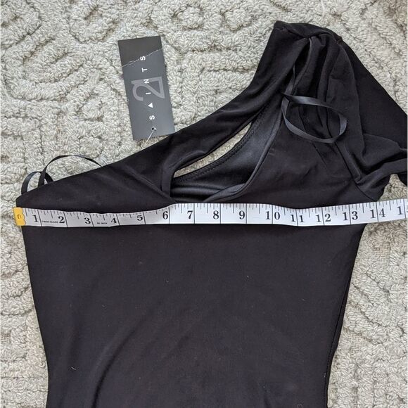 Nwt SAINTS21 one shoulder Bodycon fitted  black dress XS @i - Picture 9 of 10
